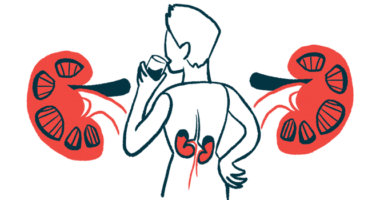 A person takes a drink as their kidneys are shown and magnified.