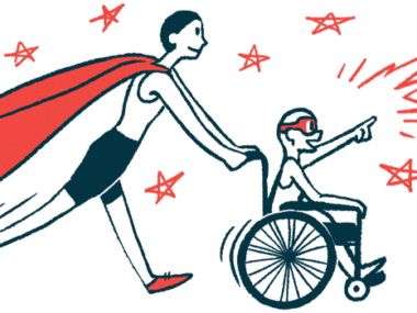 rare disease clinical trial participants | Cushing's Disease News | Illustration of woman in cape pushing child in wheelchair