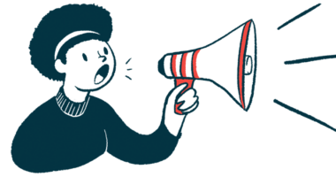 A woman shouts into a bullhorn in this illustration.