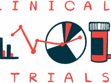 A bar graph, a pie chart and a medicine bottle frame the words Clinical Trials.