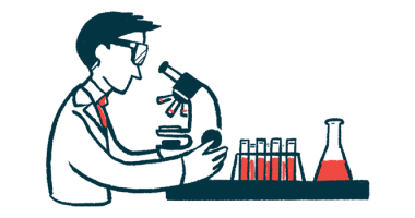 A clinical researcher views samples through a microscope in this illustration.