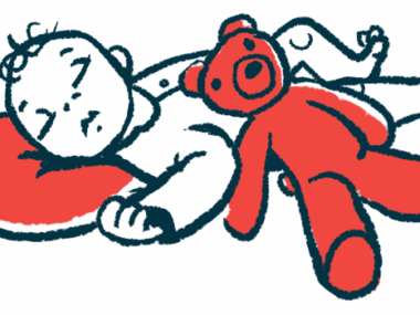 A baby sleeps with his head on a pillow while a plush toy rests on his belly.