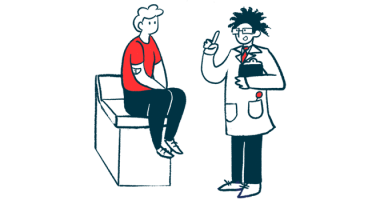 A doctor talks to a patient who sits on an examination table.