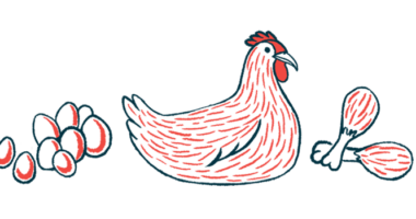 Eggs, a chicken and drumsticks are shown, representing a ketogenic diet.