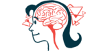An illustration of a person's head, viewed from the side, highlights the brain.