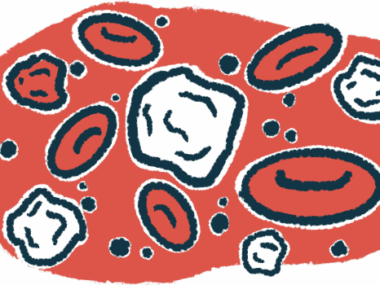 A drawing of white and red blood cells.