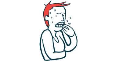 An anxious-looking person chews on their fingernails.