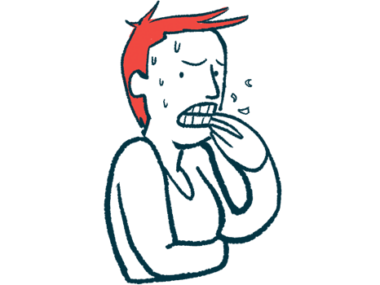 An anxious-looking person chews on their fingernails.