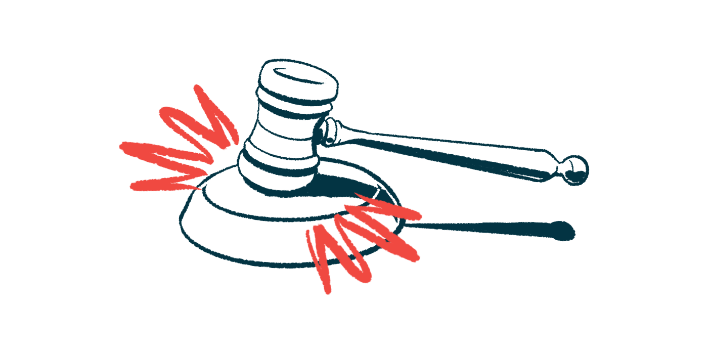 A gavel strikes a plate in this illustration of a court ruling.