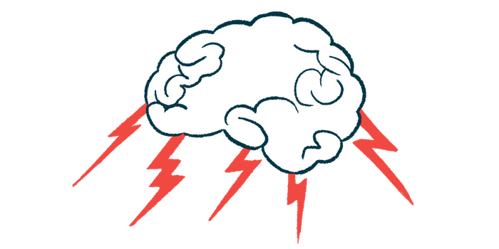 An illustration of a brain with lightning bolts.