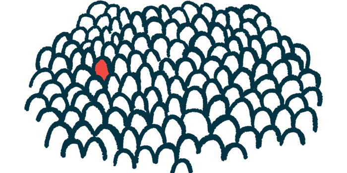 One person in a crowd is highlighted in red in this illustration of rare.