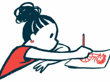 An illustration of a little girl drawing a picture.