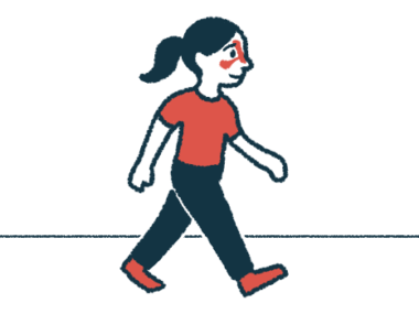 A woman with her nasal cavity highlighted in red takes a walk.